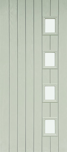 White entry door with 4 small windows