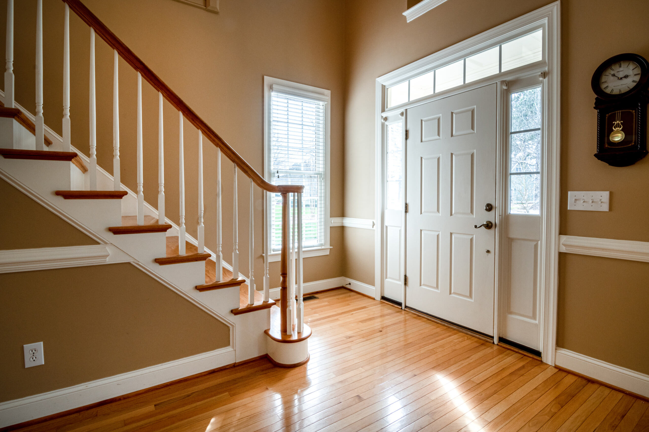 A classic wood home interior with a quality door.