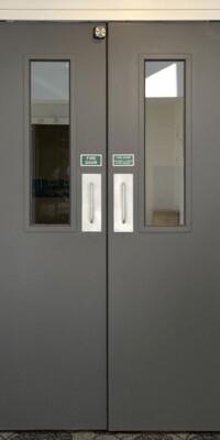 Hallmark Double Fire Door, Grey, Pull Bar
